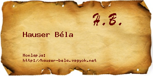 Hauser Béla névjegykártya